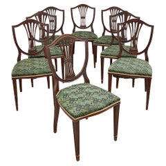 Used Set of Eight Upholstered Dining Chairs from Edwardian Period