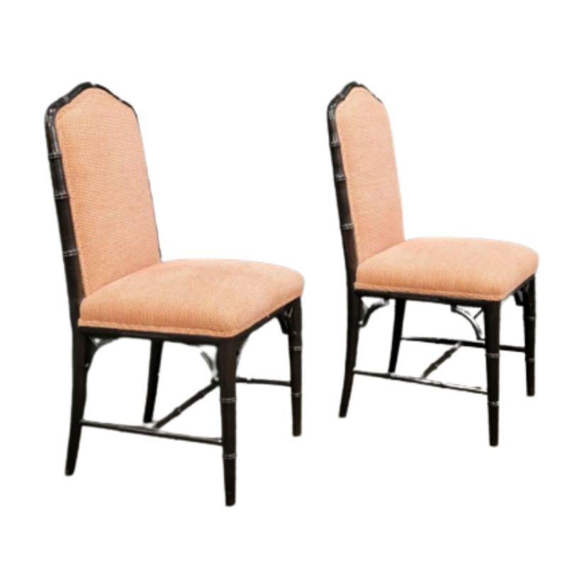 20th Century Set of Eight Upholstered Faux Bamboo Chairs For Sale