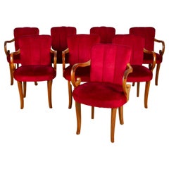Set of Eight Velvet Chairs