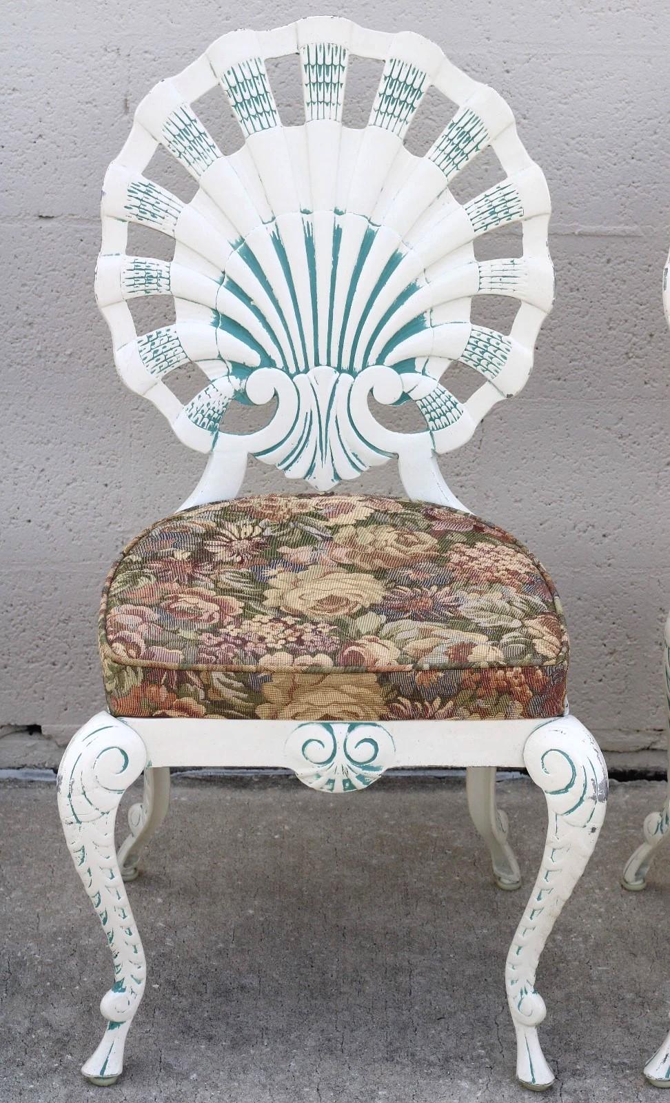 Forged Shell Chair Set of Eight Venetian Grotto Style Aluminum Shell Dining Chairs + Table ...