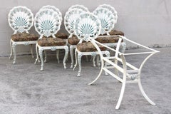 Set of Eight Venetian Grotto Style Aluminum Shell Dining Chairs + Table Base