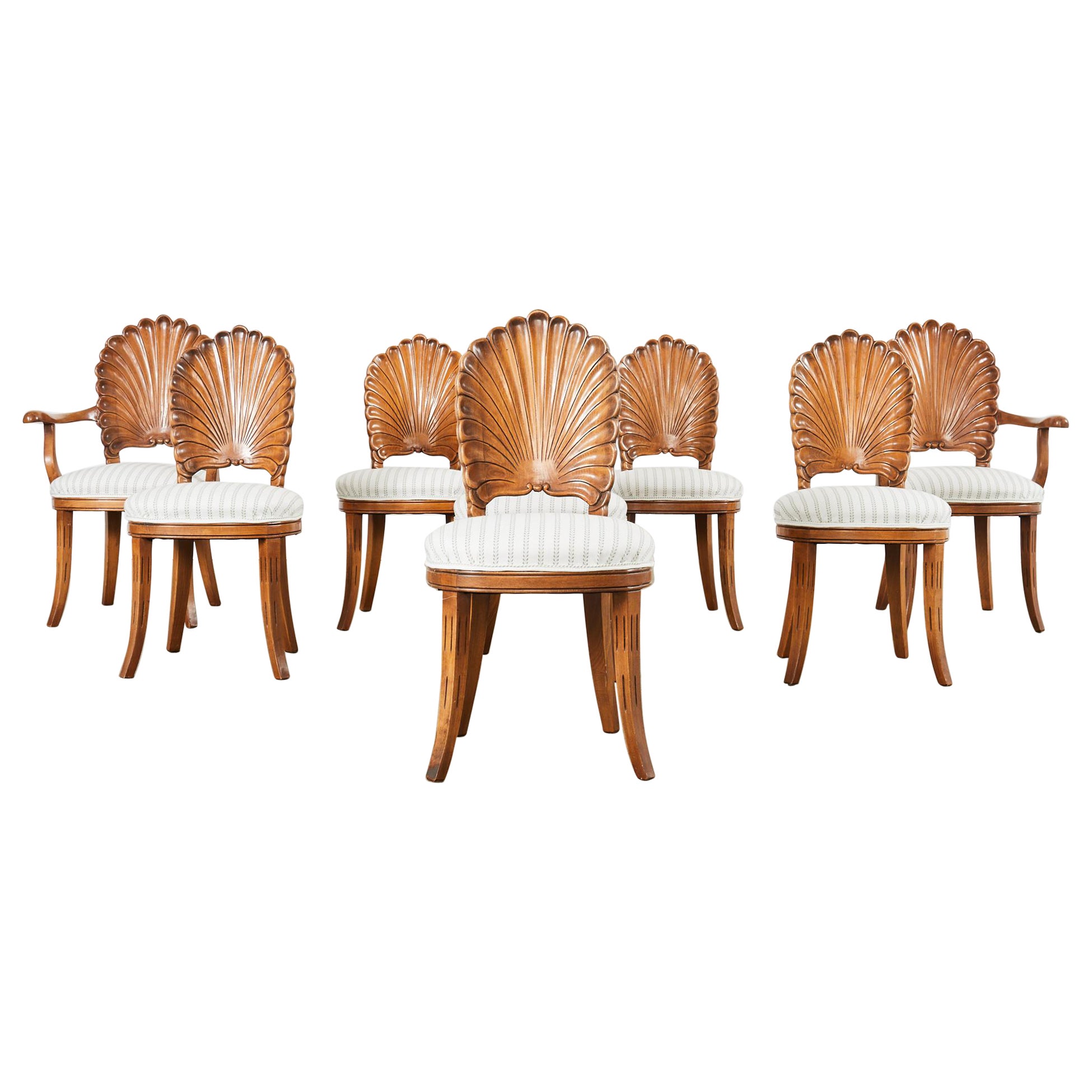 Set of Eight Venetian Grotto Style Shell Back Dining Chairs