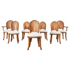 Set of Eight Venetian Grotto Style Shell Back Dining Chairs