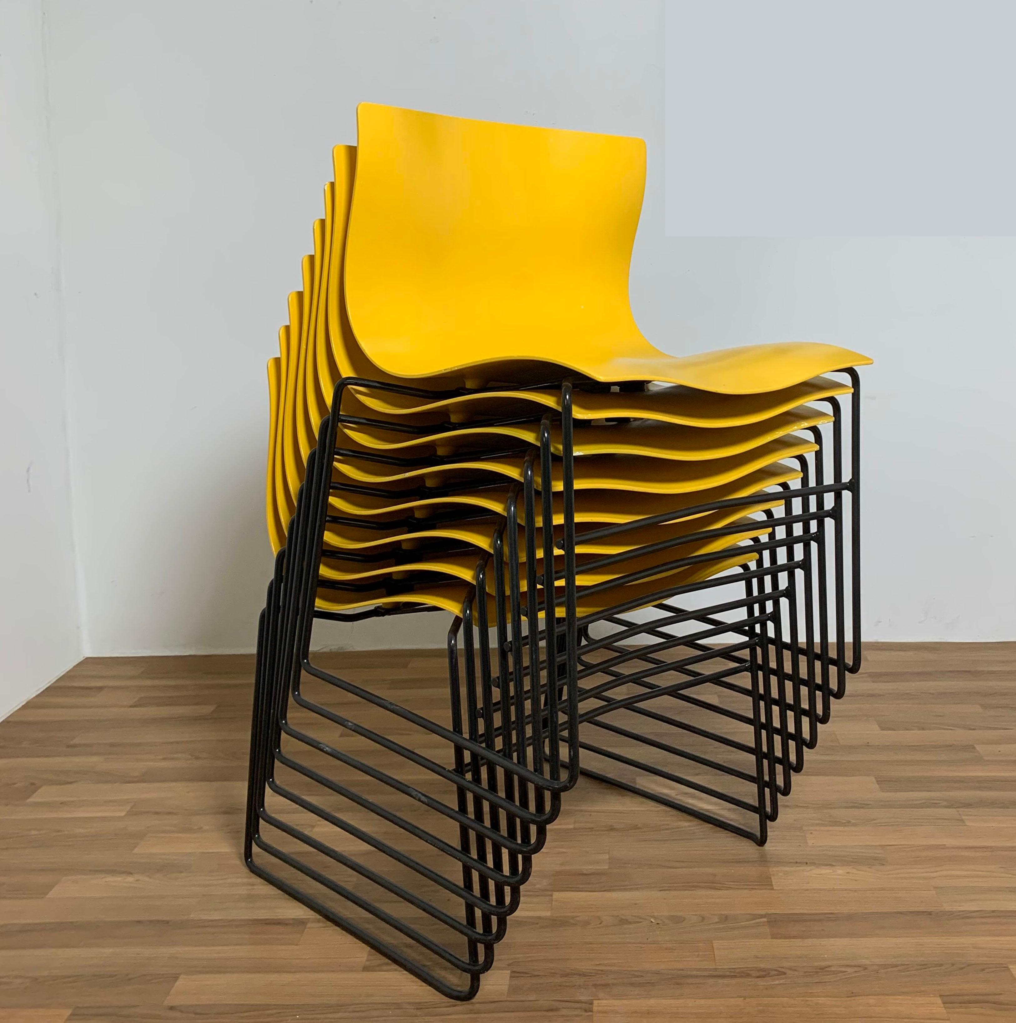 Steel Set of Eight Vignelli for Knoll Stacking 