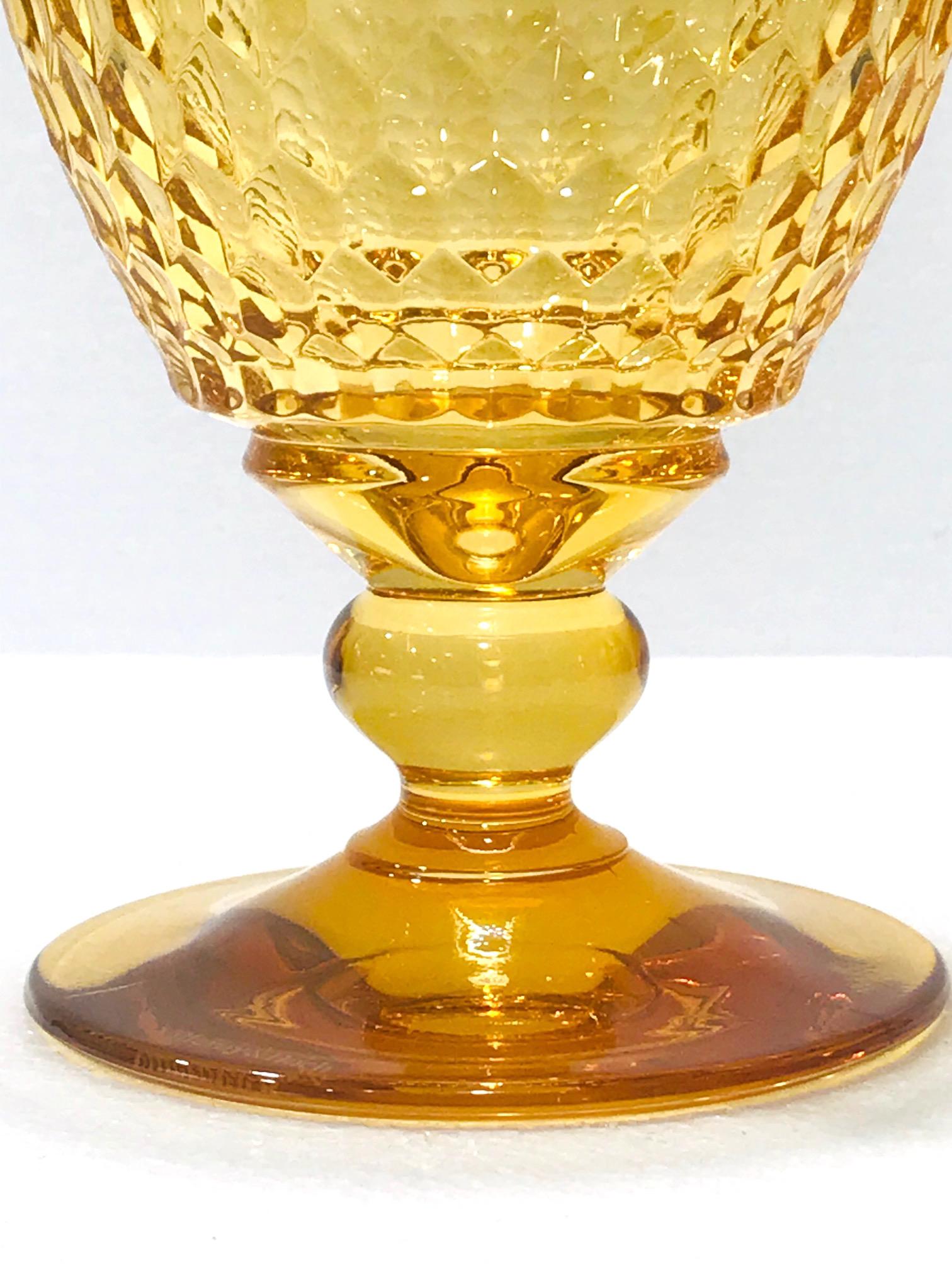 Contemporary Set of Eight Villeroy & Boch Crystal Water Goblets in Amber Yellow, circa 2000