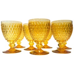 Set of Eight Villeroy & Boch Crystal Water Goblets in Amber Yellow, circa 2000