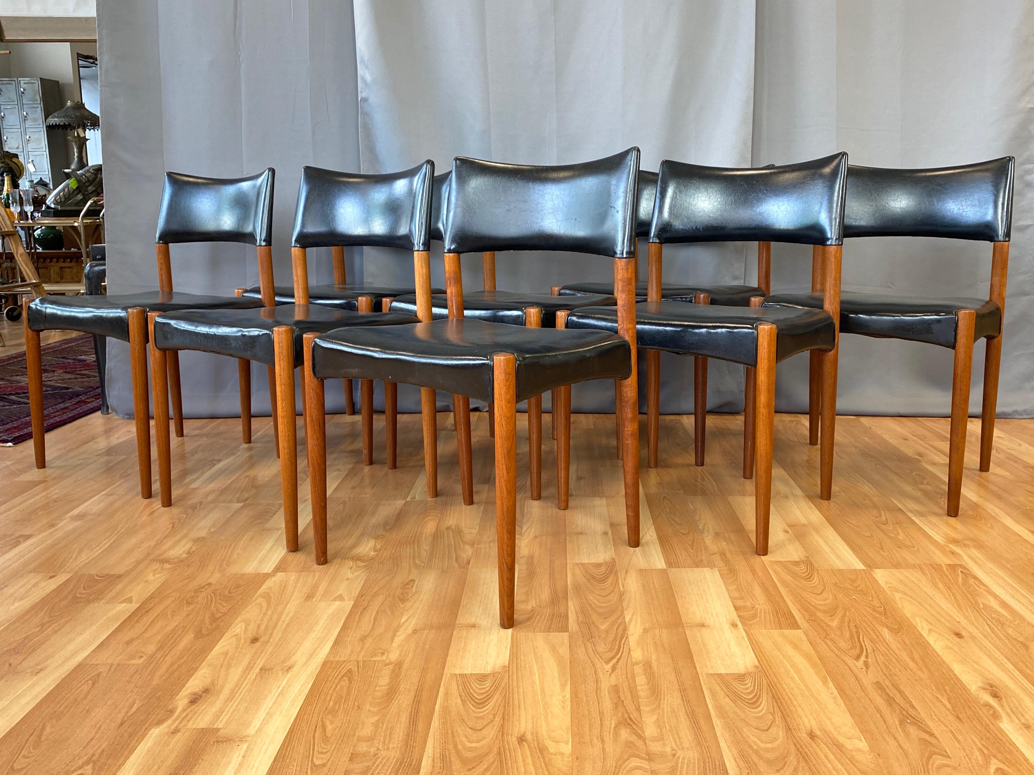 Scandinavian Modern Set of Eight Villy Schou Andersen Model 60 Teak Dining Chairs, 1960s