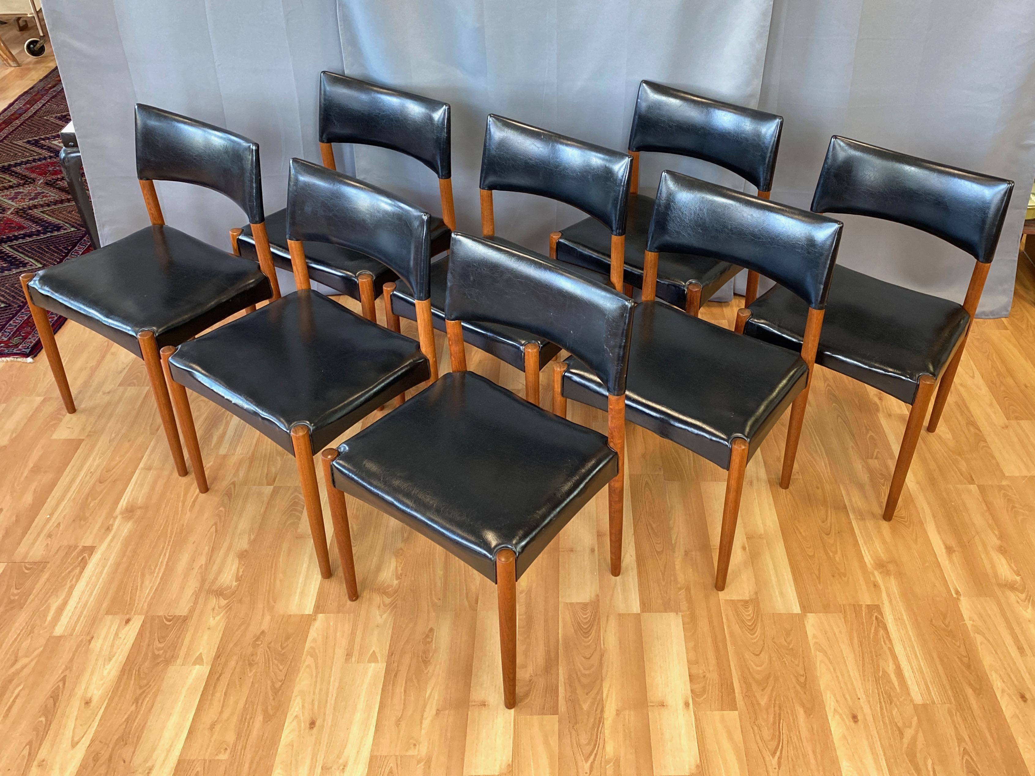 Set of Eight Villy Schou Andersen Model 60 Teak Dining Chairs, 1960s In Good Condition In San Francisco, CA