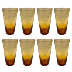 Set of Eight Vintage Amber Tumblers