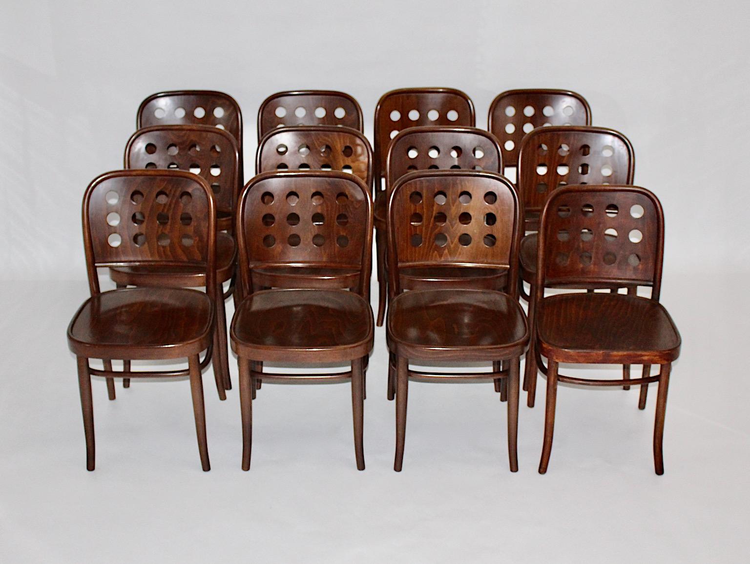 Set of eight Vintage Brown Dining Chairs Style Josef Hoffmann 1990s 3