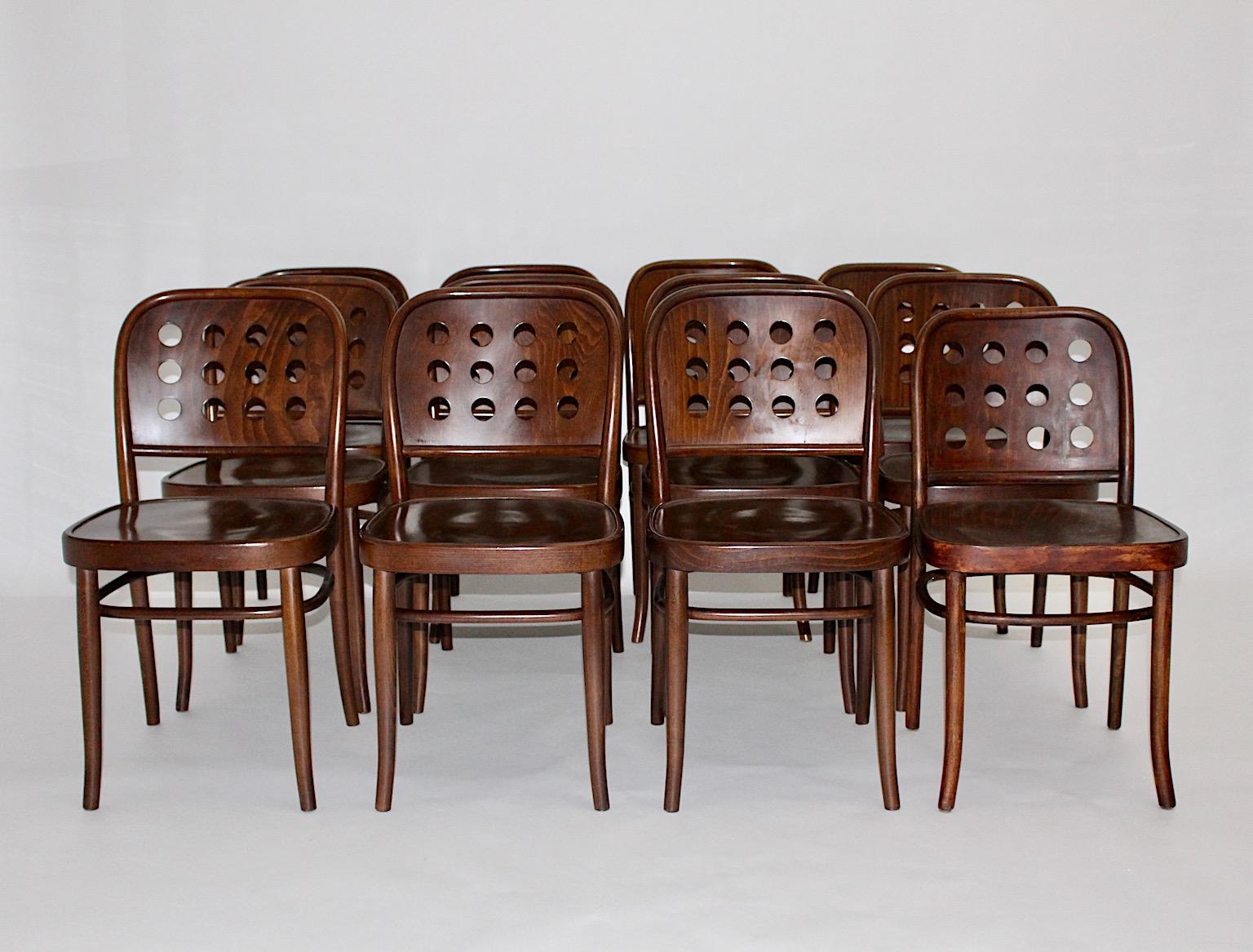 Set of eight Vintage Brown Dining Chairs Style Josef Hoffmann 1990s 2