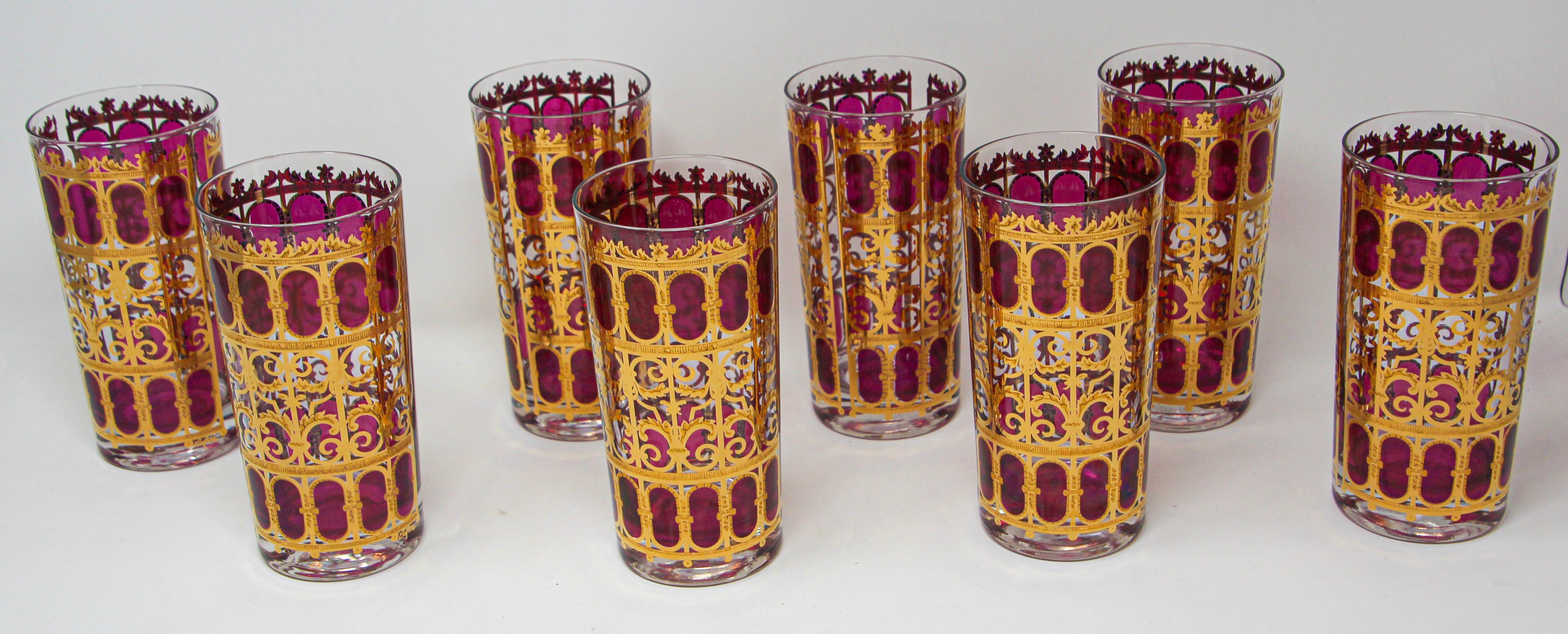 vintage drinking glasses with gold design