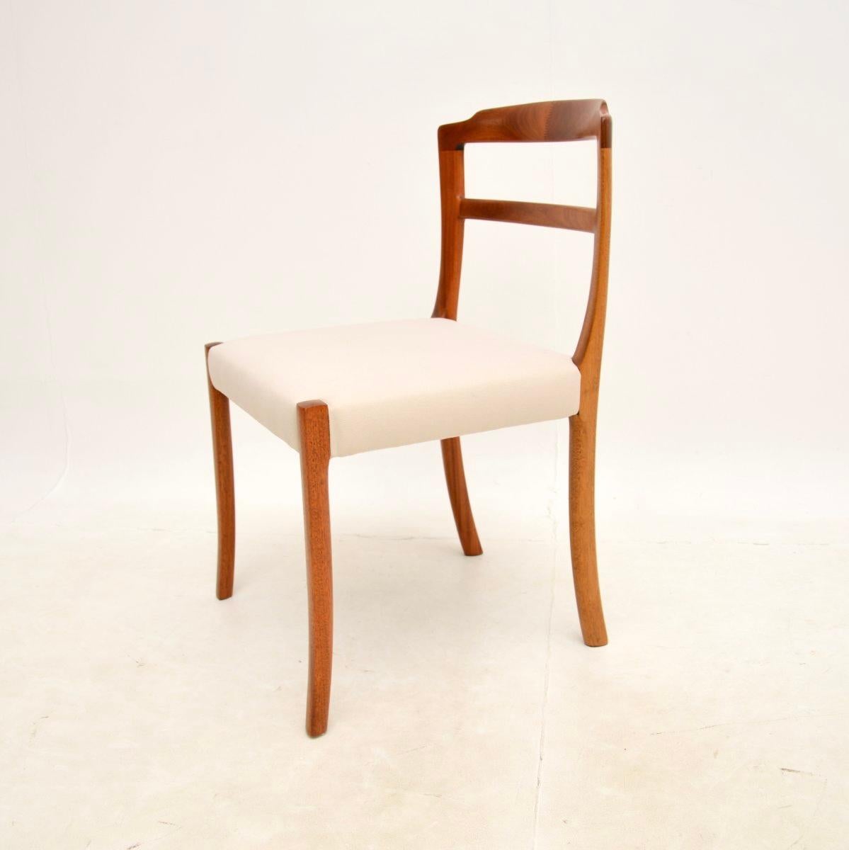 Fabric Set of Eight Vintage Danish Dining Chairs by Ole Wanscher For Sale