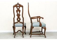 Set Of Eight Vintage Elaborately Carved Italianate Dining Chairs