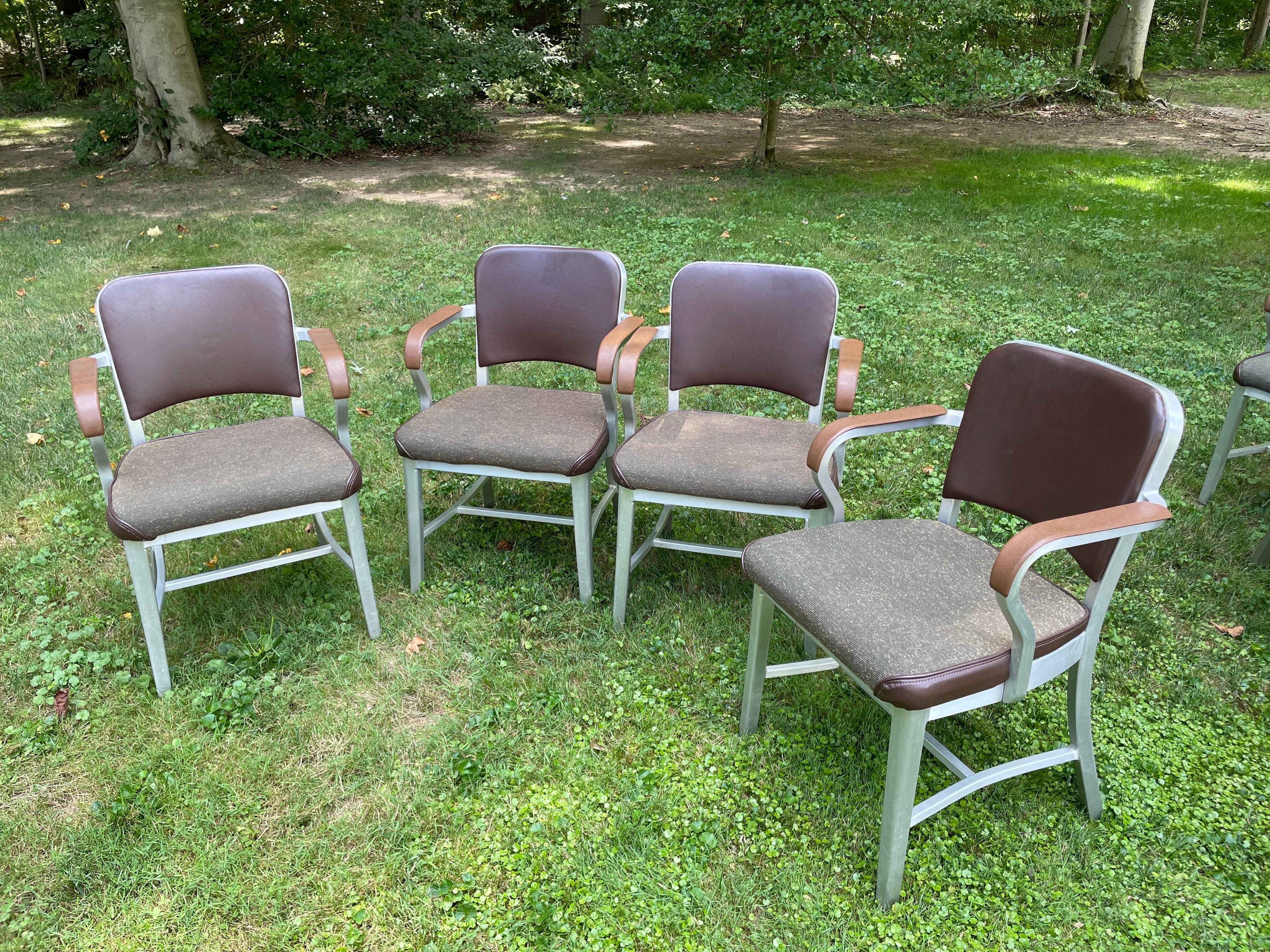 Mid-Century Modern Set of Eight Vintage Emeco Aluminum Arm Chairs