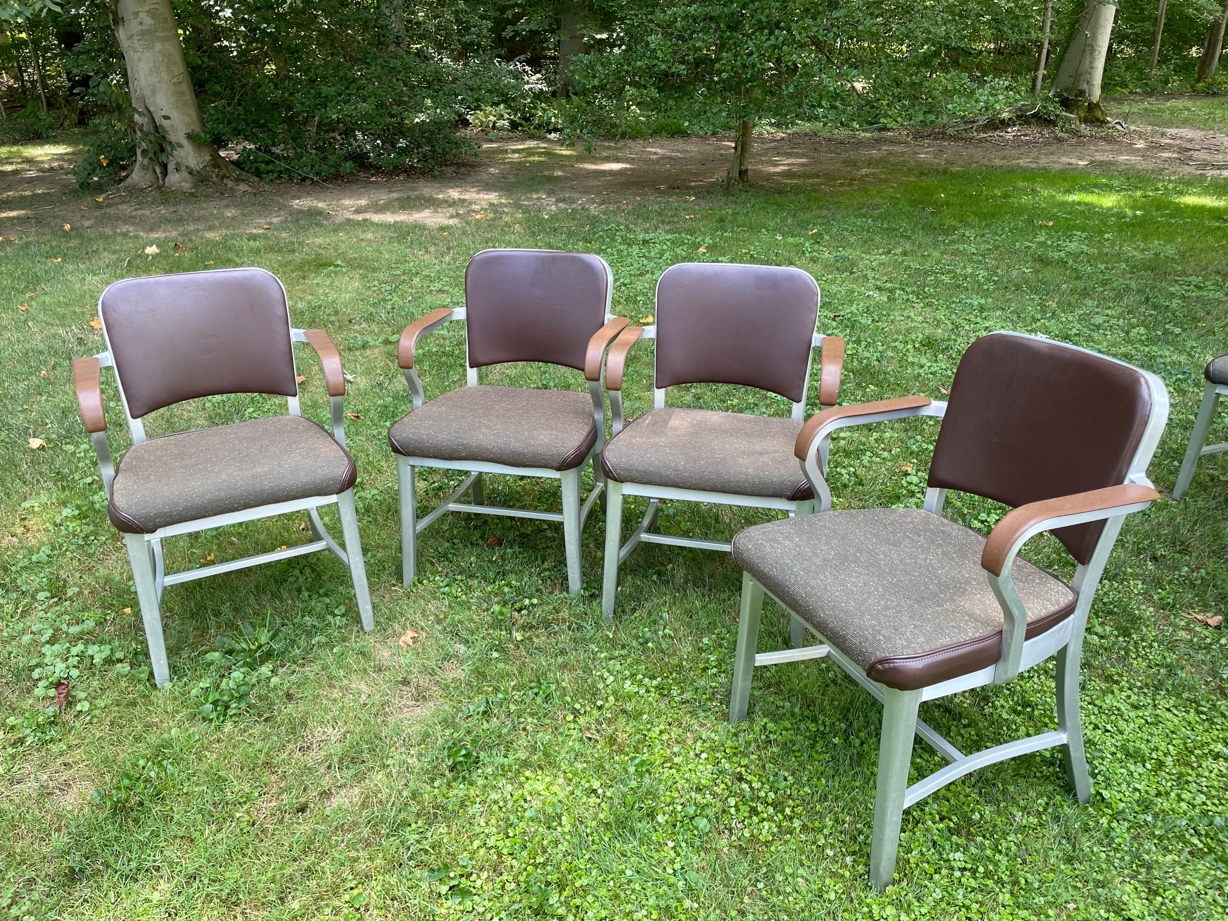 American Set of Eight Vintage Emeco Aluminum Arm Chairs