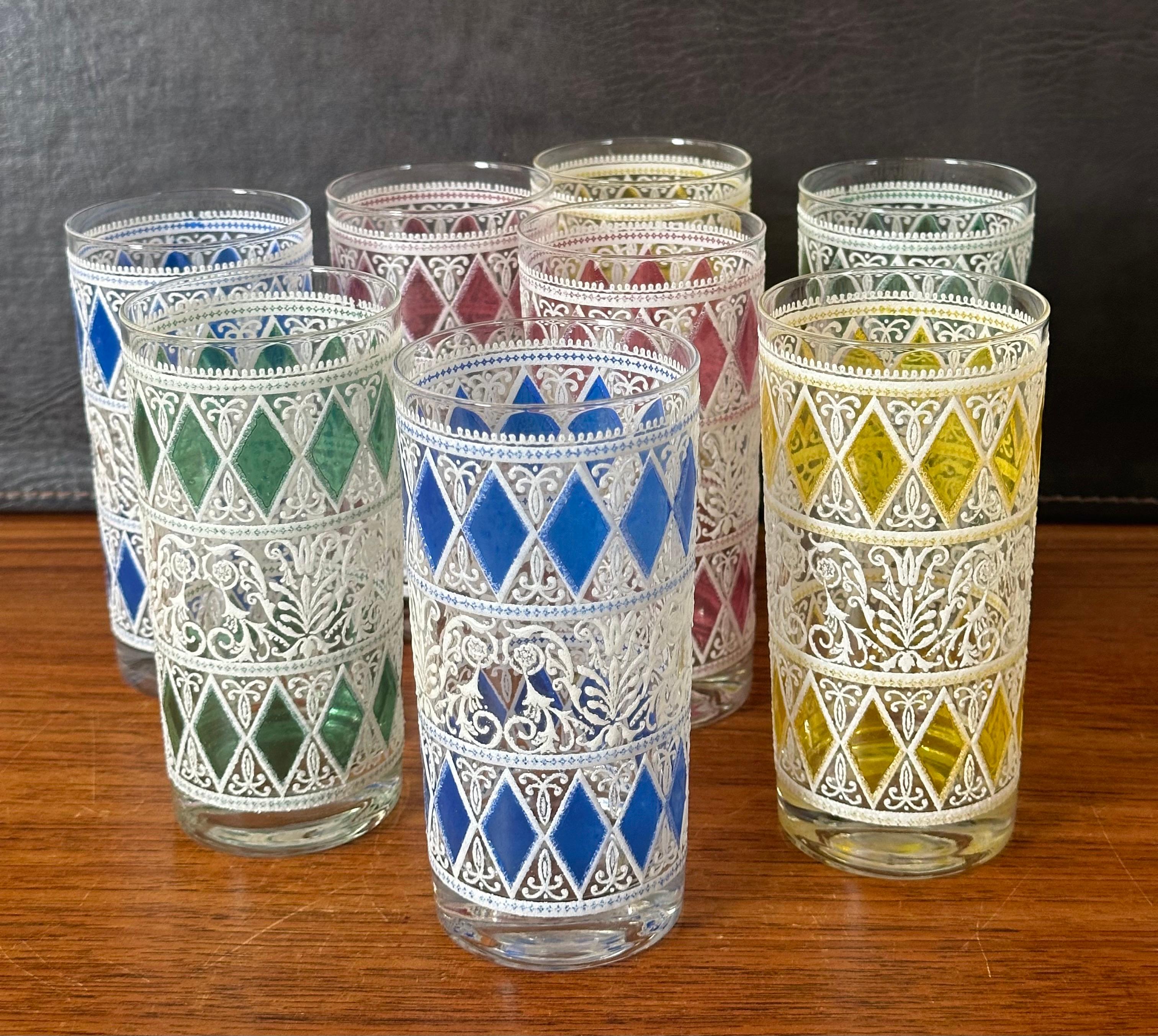 Juego de ocho vasos altos de esmalte vintage en venta 8
