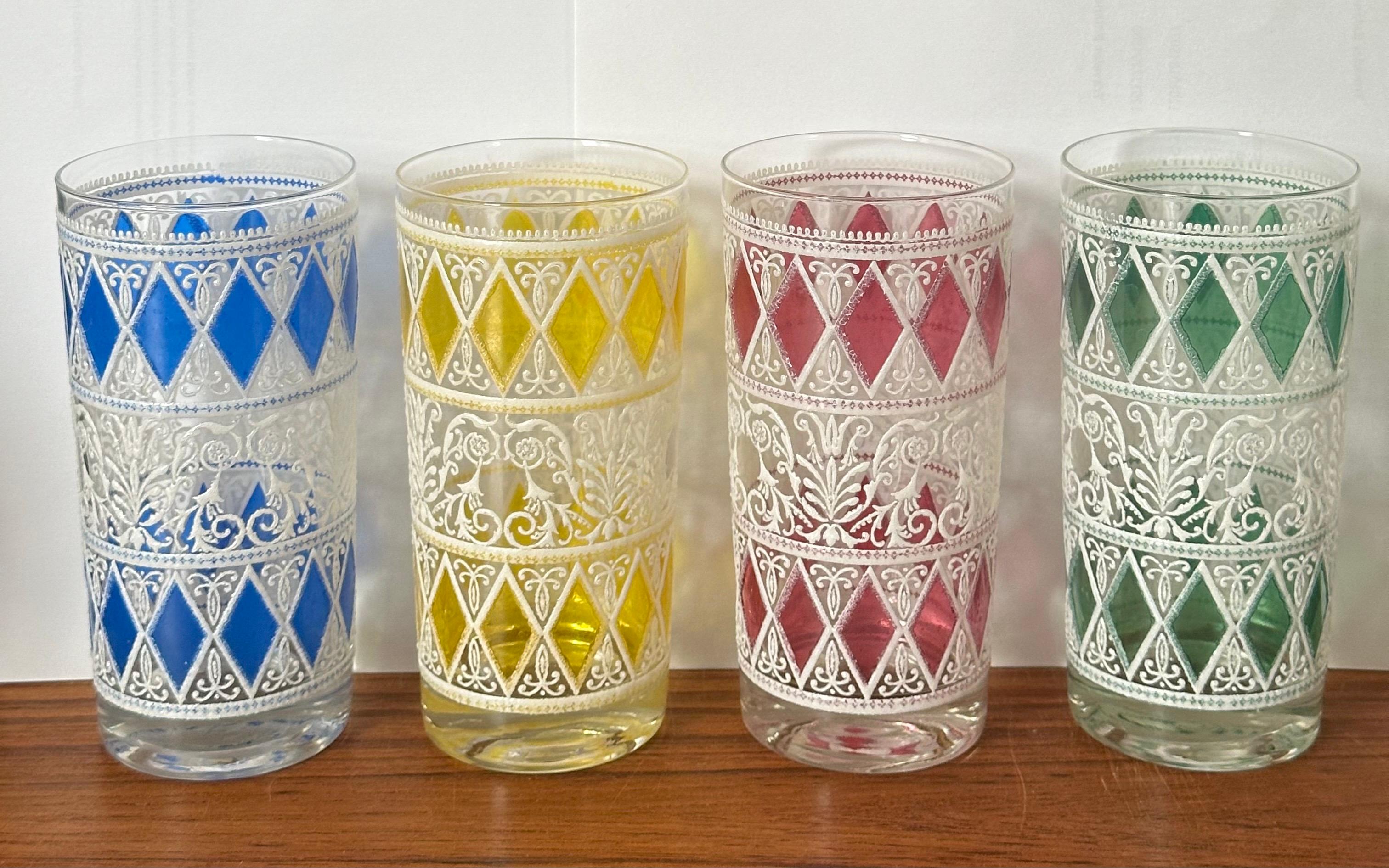Set of Eight Vintage Enamelware High Ball Glasses  In Good Condition For Sale In San Diego, CA