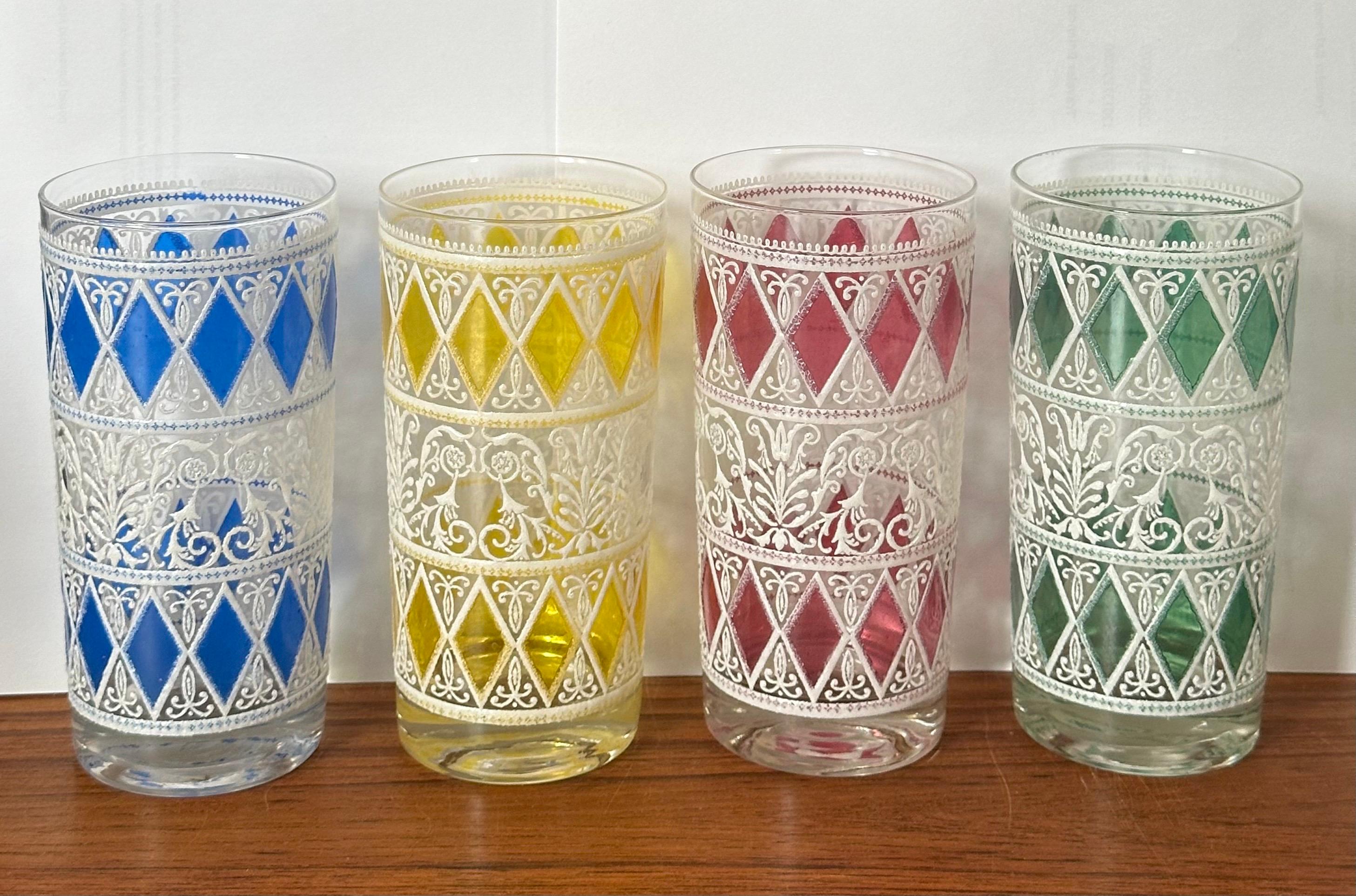 20th Century Set of Eight Vintage Enamelware High Ball Glasses  For Sale