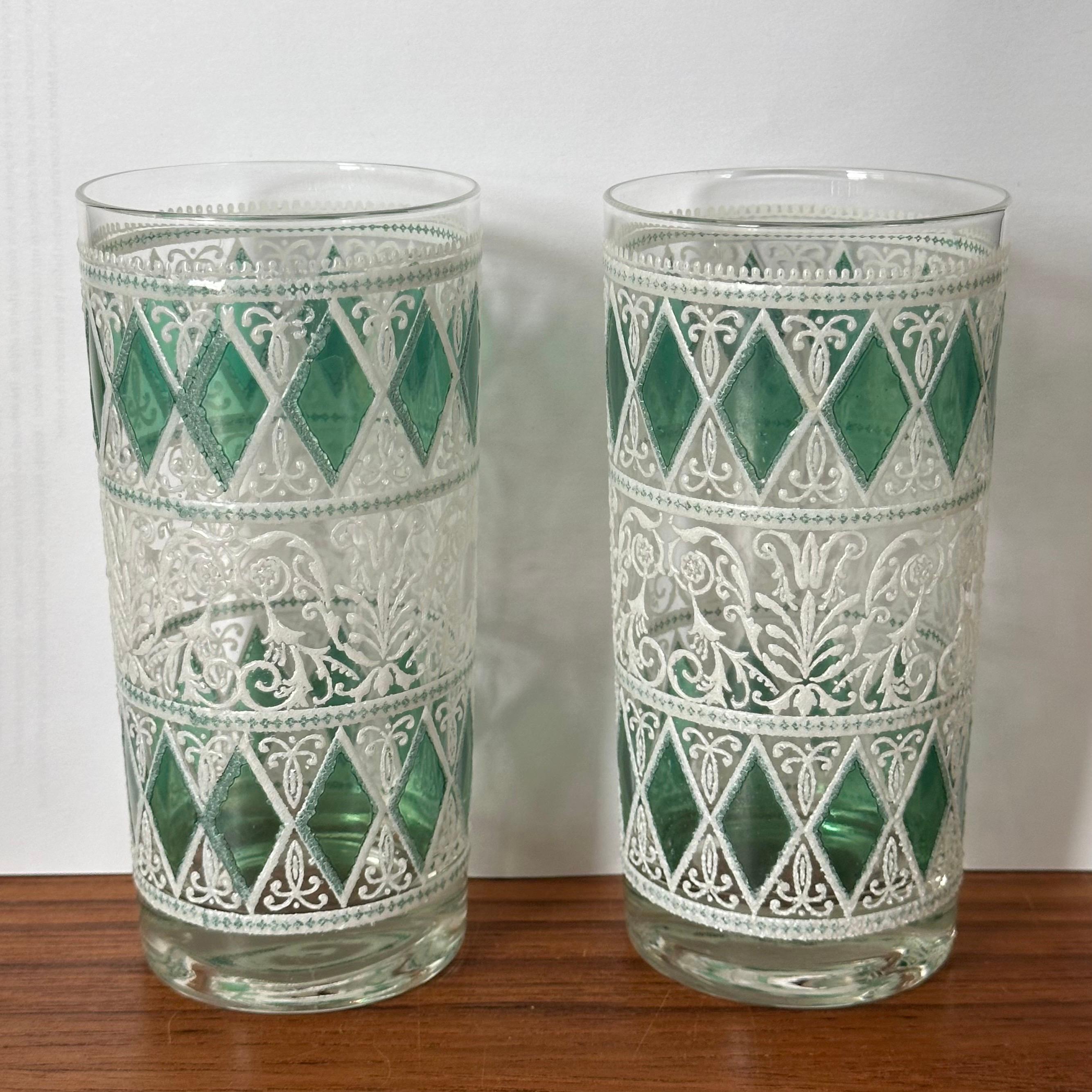 Juego de ocho vasos altos de esmalte vintage Vidrio en venta