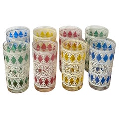Set of Eight Used Enamelware High Ball Glasses 