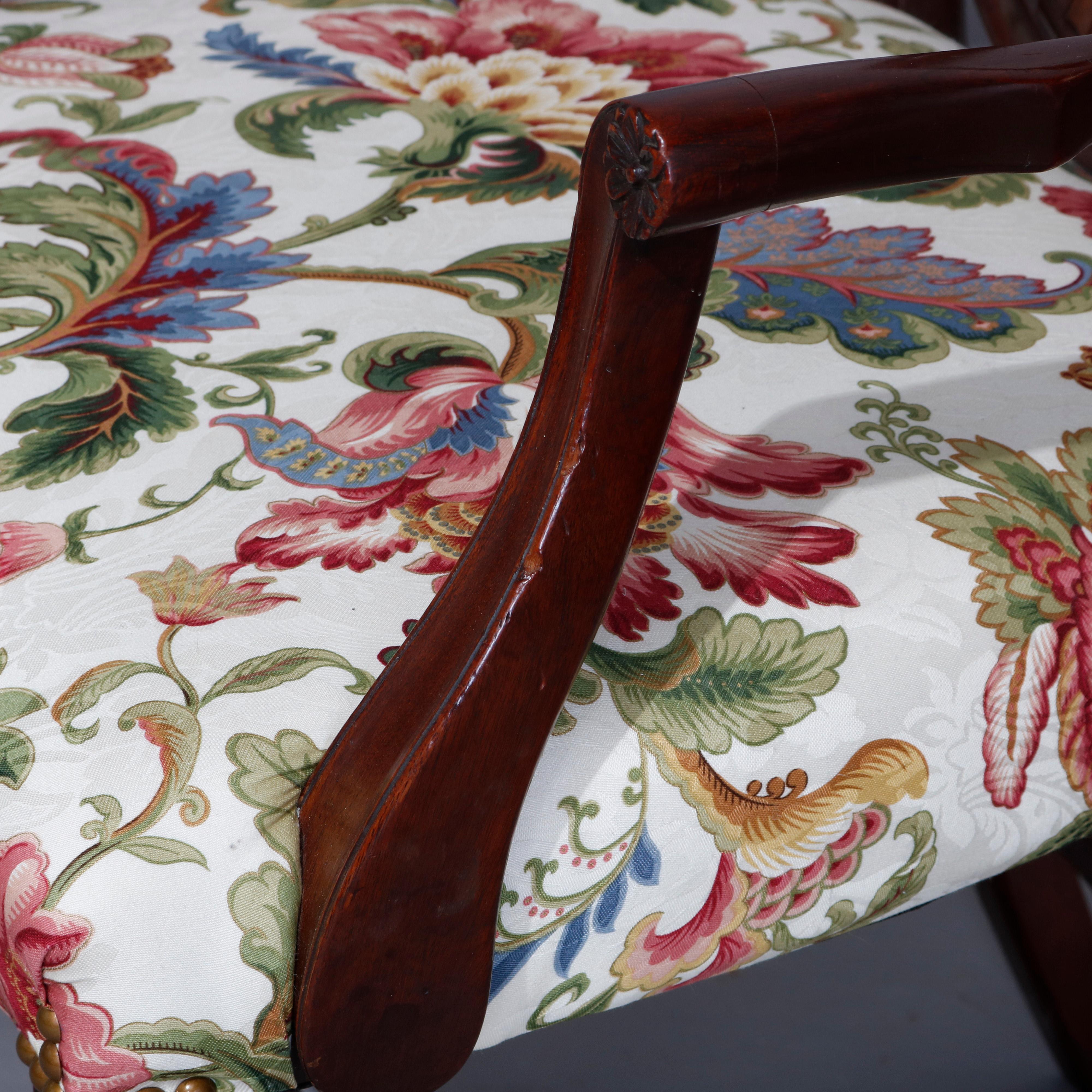 Set of Eight Vintage English Mahogany Shield Back Dining Chairs, circa 1930 5