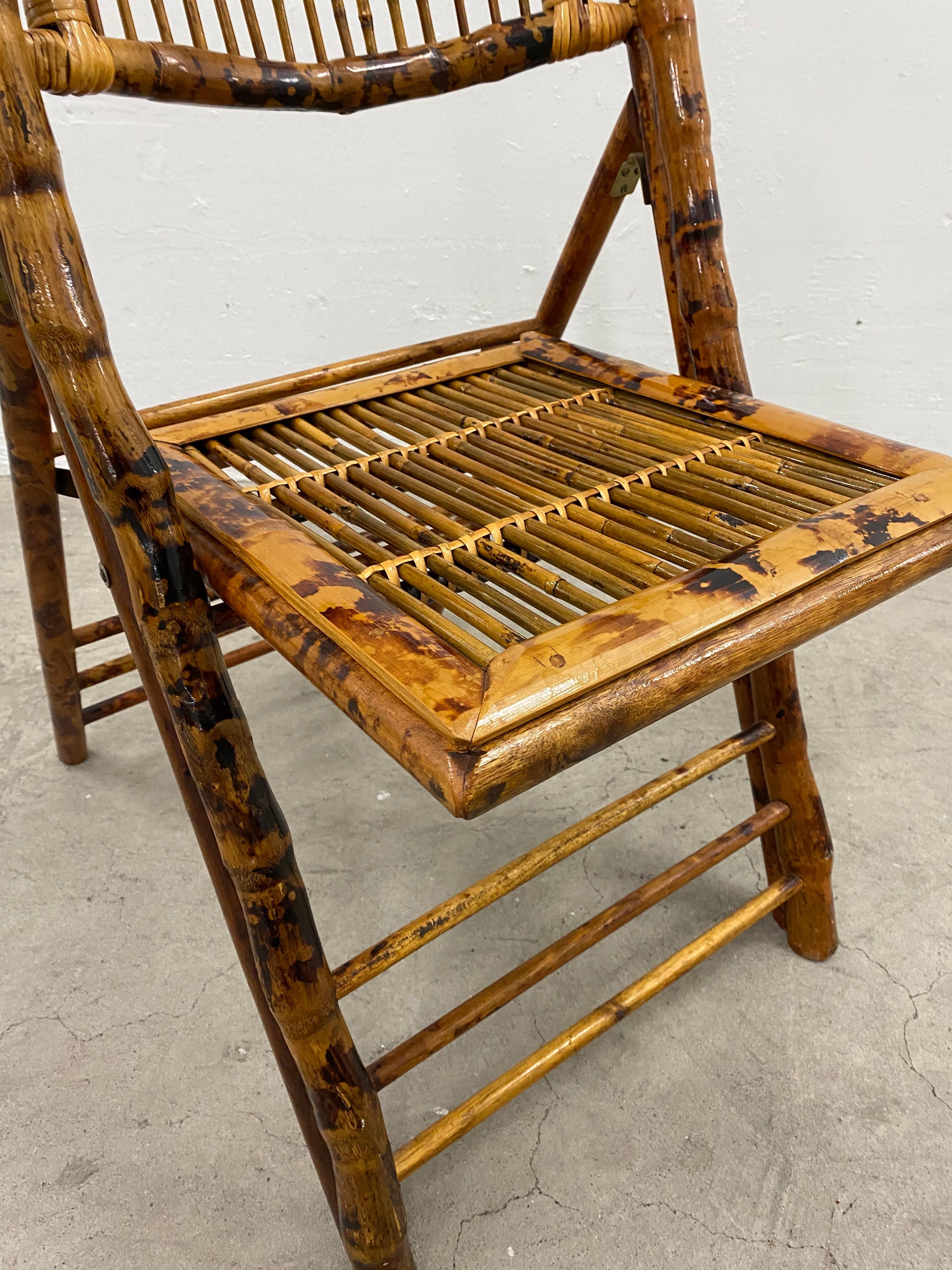 Set of Eight Vintage Folding Bamboo Chairs In Good Condition In San Francisco, CA