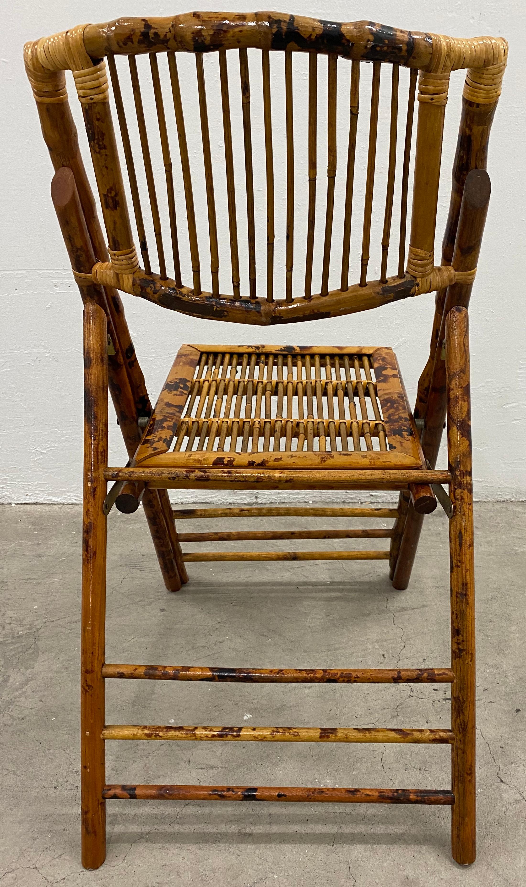 20th Century Set of Eight Vintage Folding Bamboo Chairs