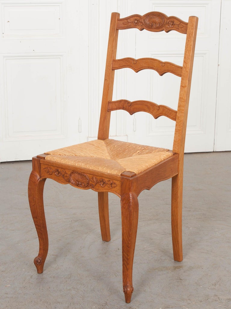 Set of Eight Vintage French Oak Dining Chairs For Sale at ...