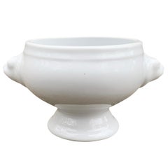 Set of Eight Vintage French Porcelain Lion Soup Bowls