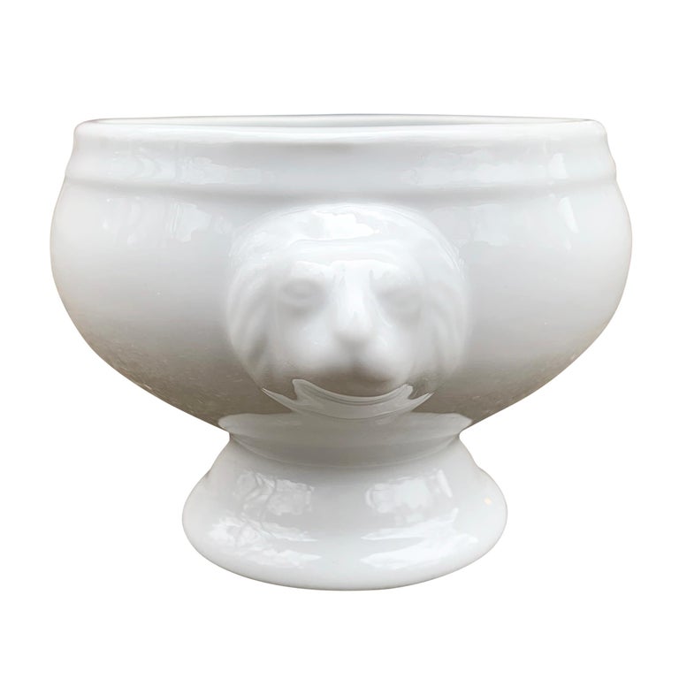 Set of Eight Vintage French Porcelain Lion Soup Bowls at 1stDibs