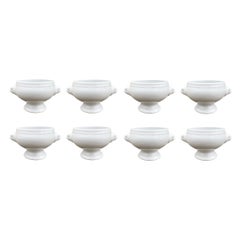 Set of Eight Vintage French Porcelain Lion Soup Bowls