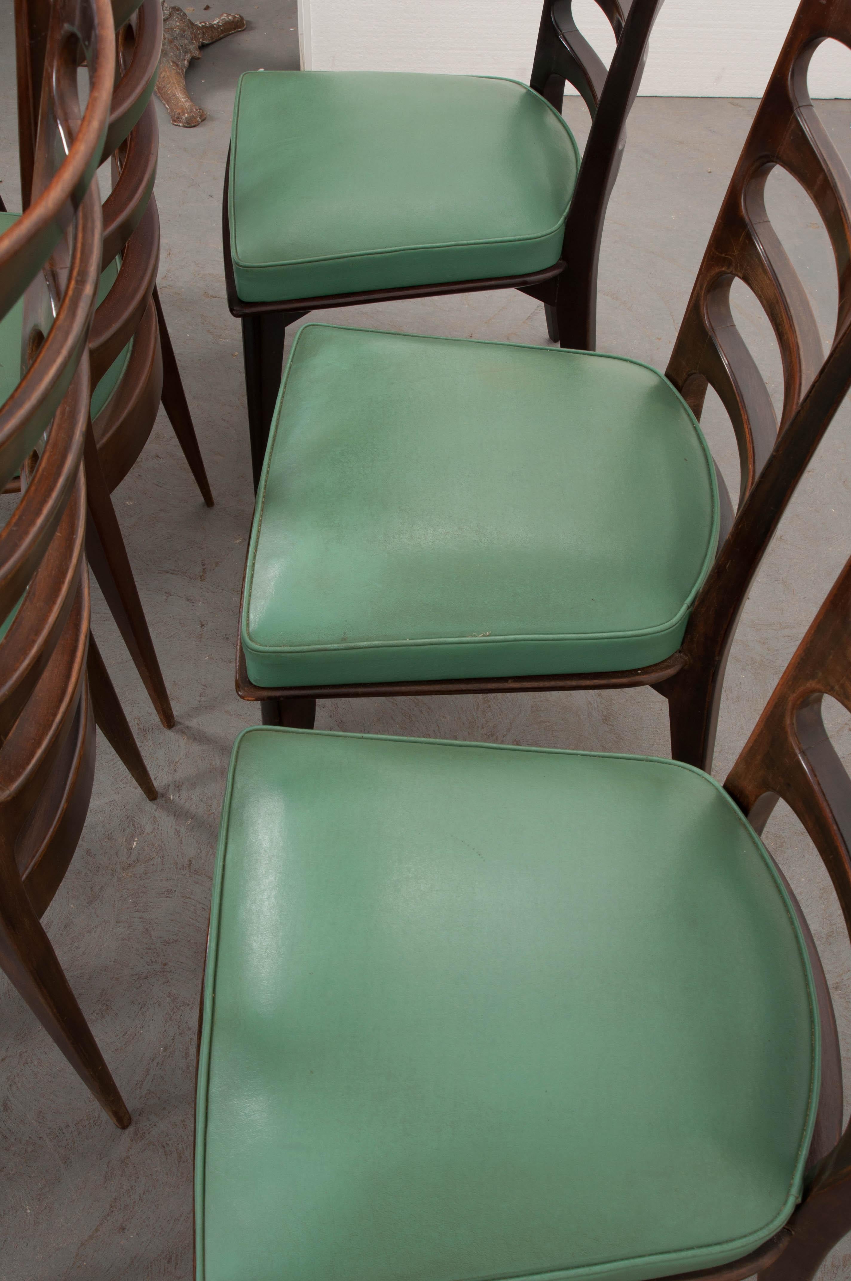 Set of Eight Vintage Gaston Poisson Mahogany Dining Chairs 4