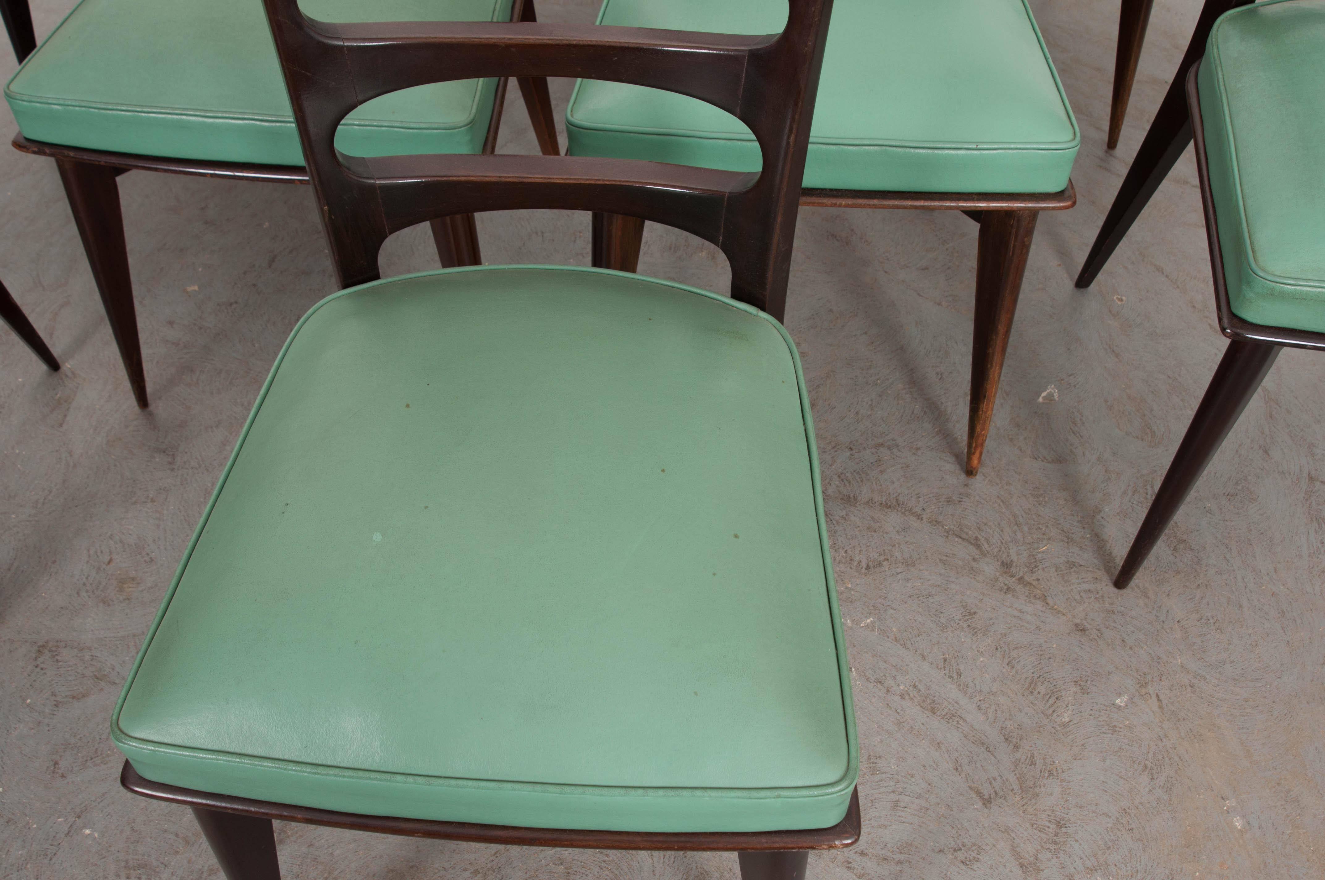 Set of Eight Vintage Gaston Poisson Mahogany Dining Chairs 5
