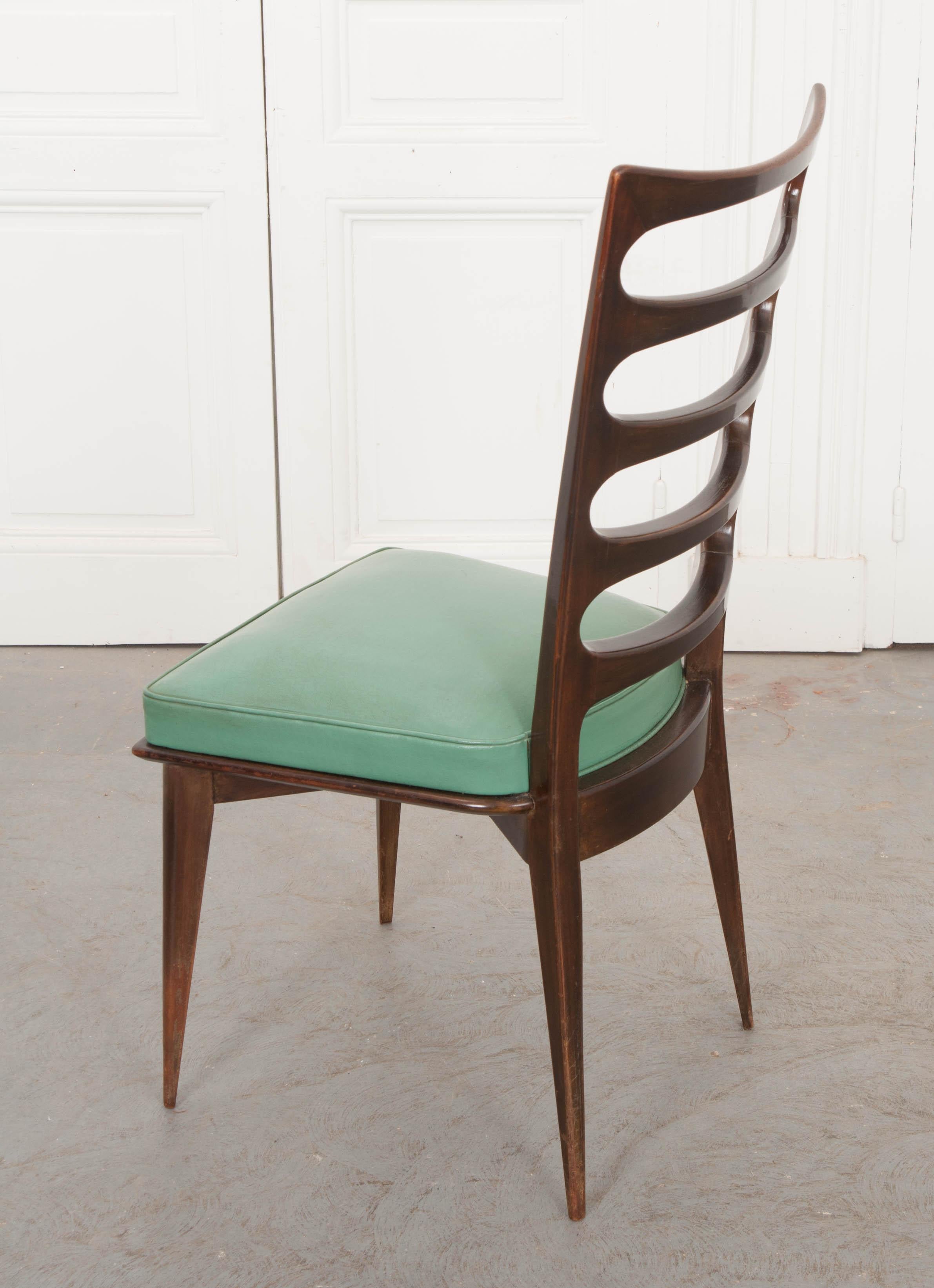 Set of Eight Vintage Gaston Poisson Mahogany Dining Chairs 10