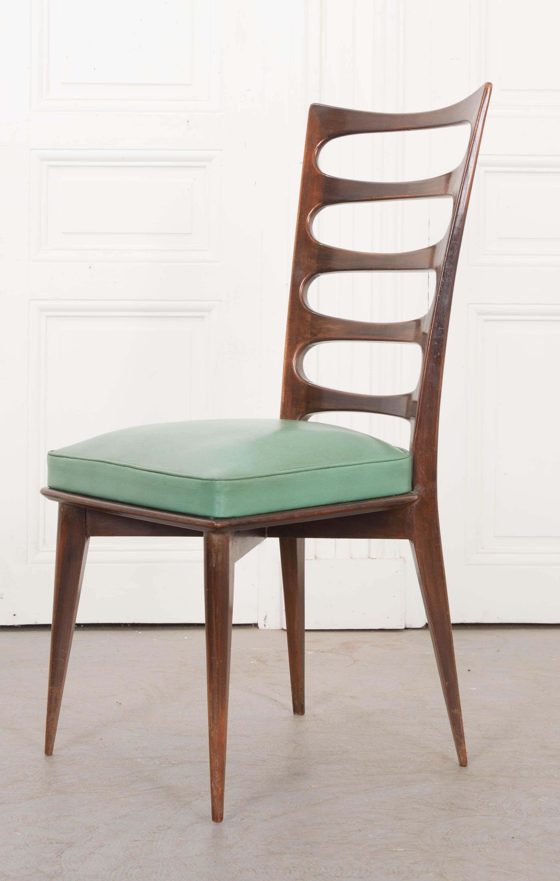 Mid-Century Modern Set of Eight Vintage Gaston Poisson Mahogany Dining Chairs