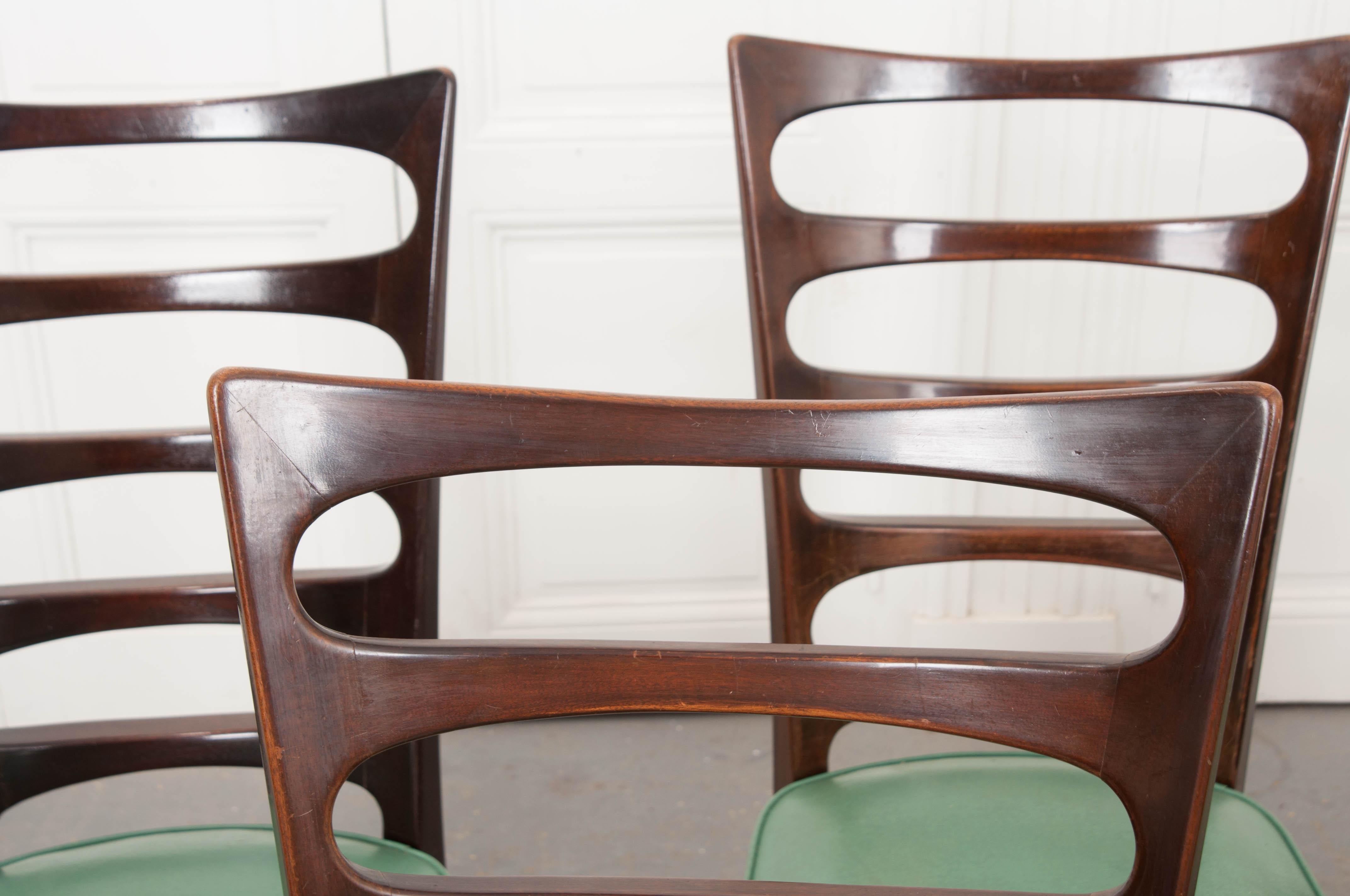 French Set of Eight Vintage Gaston Poisson Mahogany Dining Chairs