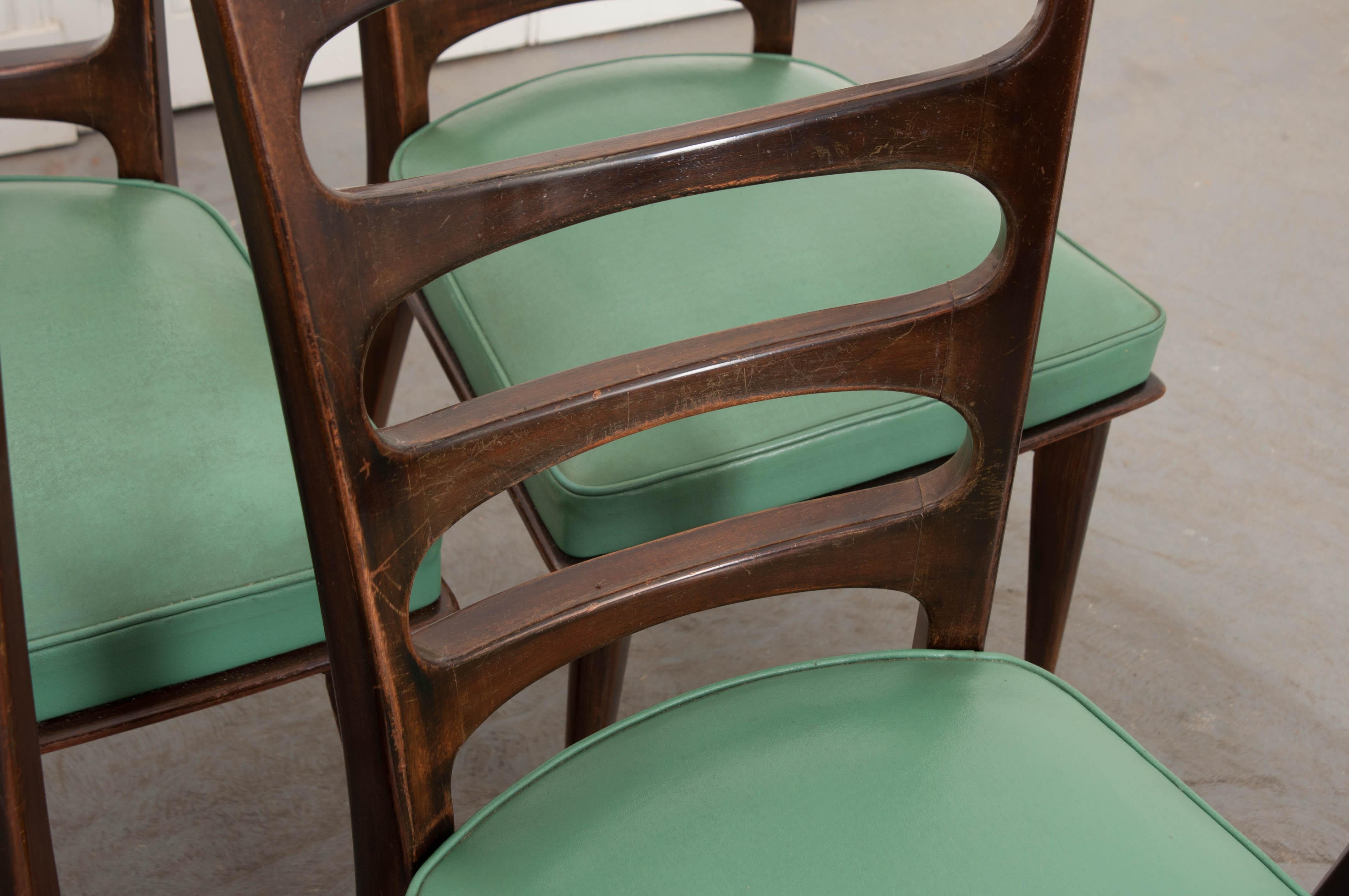 Set of Eight Vintage Gaston Poisson Mahogany Dining Chairs In Good Condition In Baton Rouge, LA