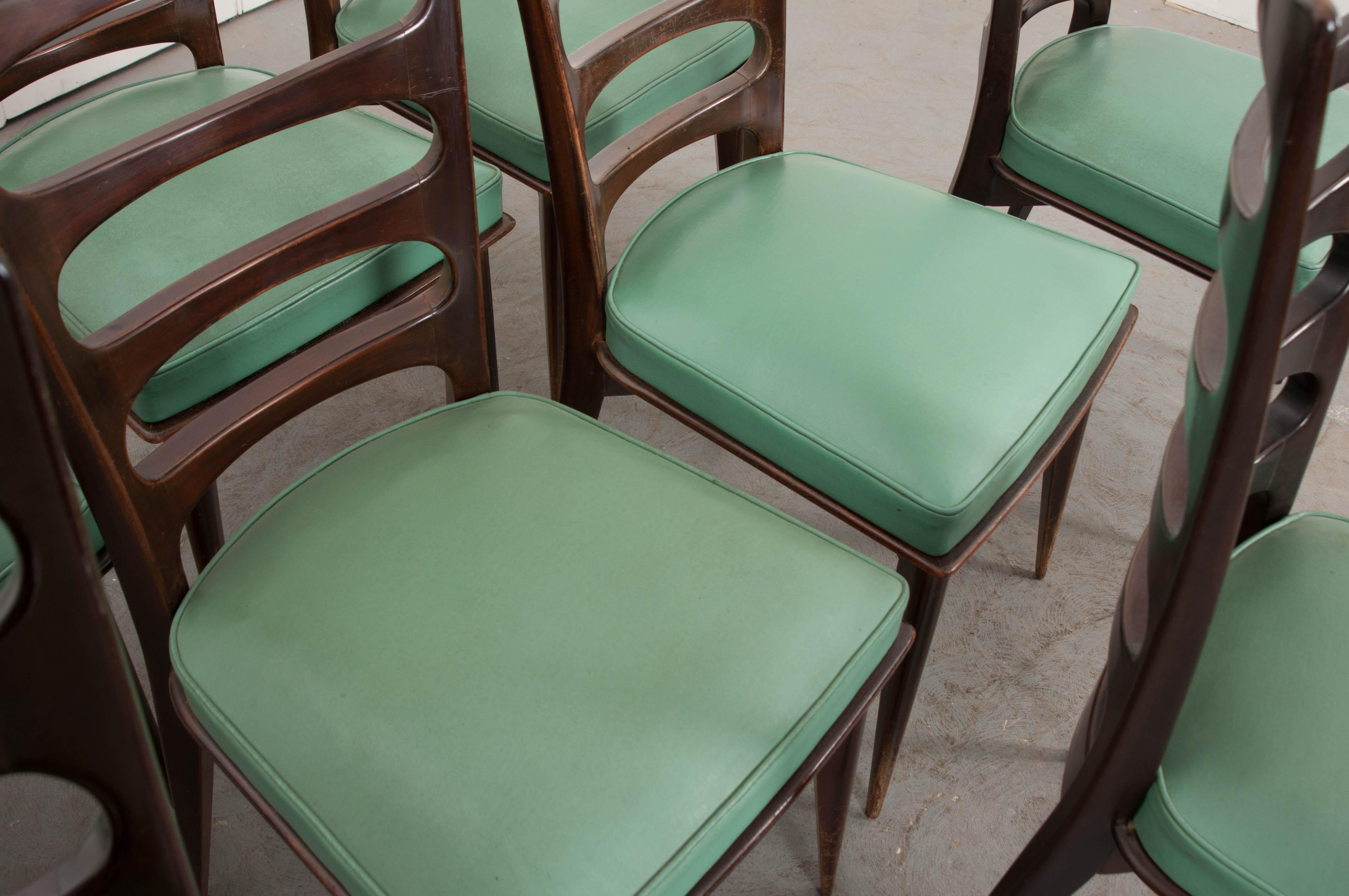 Set of Eight Vintage Gaston Poisson Mahogany Dining Chairs 2