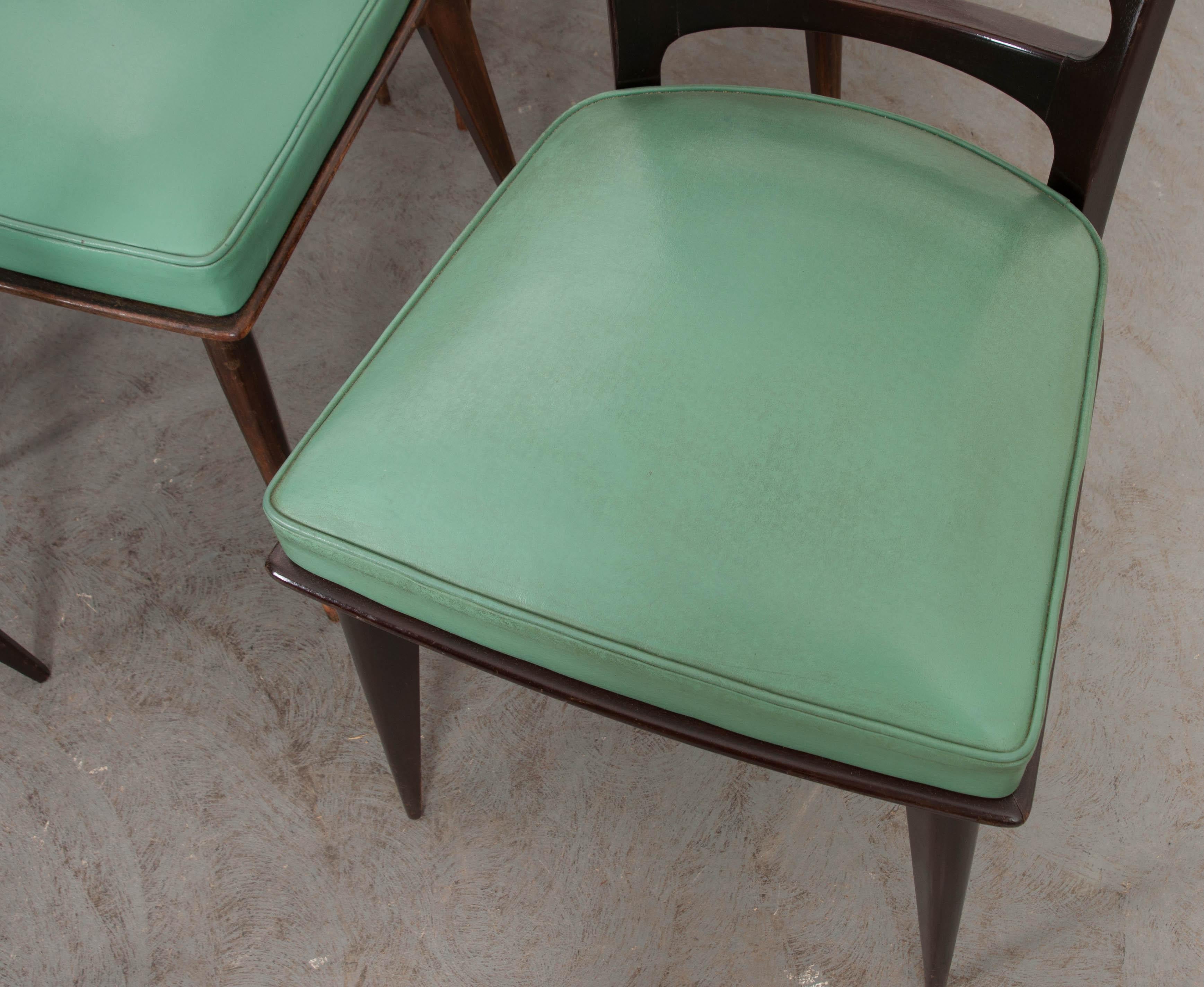 Set of Eight Vintage Gaston Poisson Mahogany Dining Chairs 3