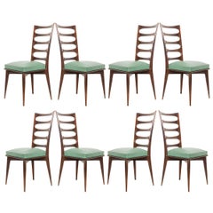 Set of Eight Vintage Gaston Poisson Mahogany Dining Chairs