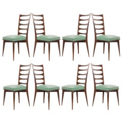 Set of Eight Vintage Gaston Poisson Mahogany Dining Chairs