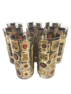Set of Eight Vintage Georges Briard Thirst Extinguisher Highball Glasses