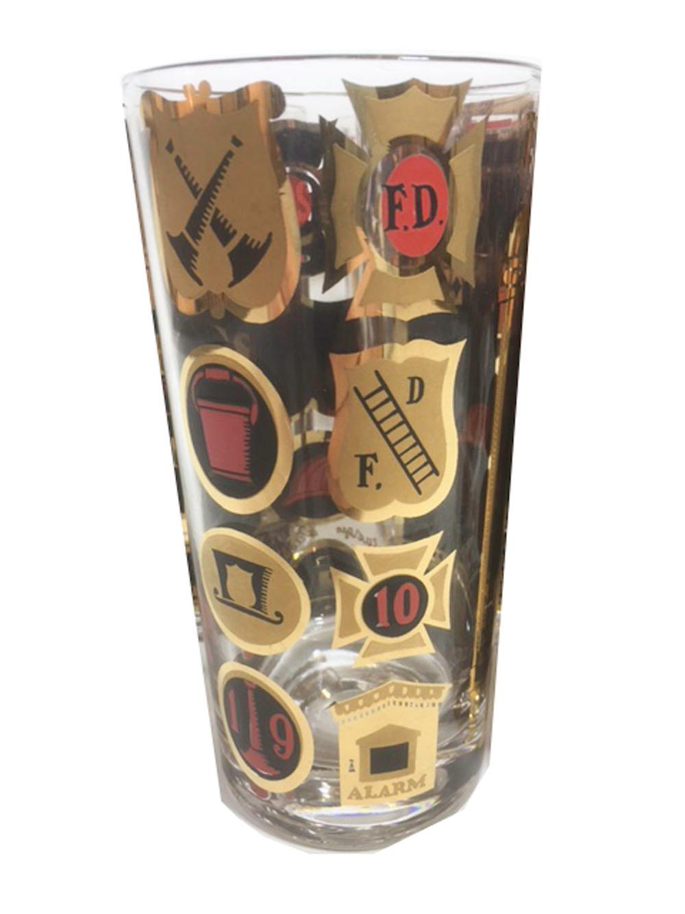 Mid-Century Modern Set of Eight Vintage Georges Briard Thirst Extinguisher Highball Glasses For Sale