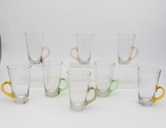 Set of Eight Vintage Hot Toddy Glasses with Colorful Handles