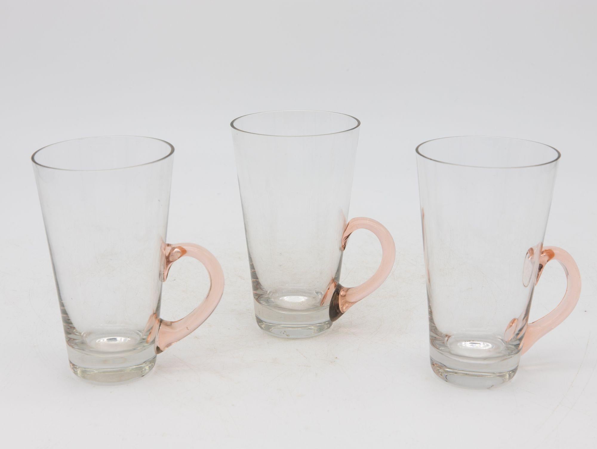 Set of Eight Vintage Hot Toddy Glasses with Colorful Handles In Good Condition For Sale In South Salem, NY