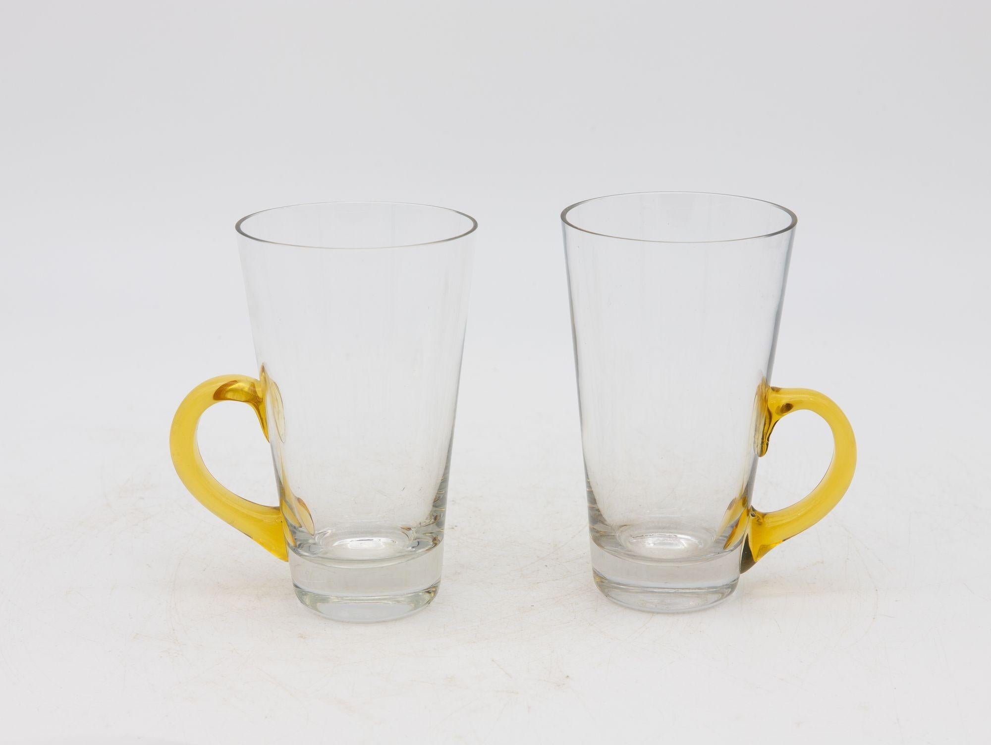 Set of Eight Vintage Hot Toddy Glasses with Colorful Handles For Sale 1