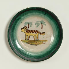 Set of Eight Vintage Italian Dishes with African Animals