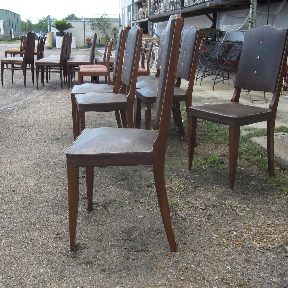 Mid-Century Modern Set of Eight Vintage Italian High Back Dining Chairs For Sale