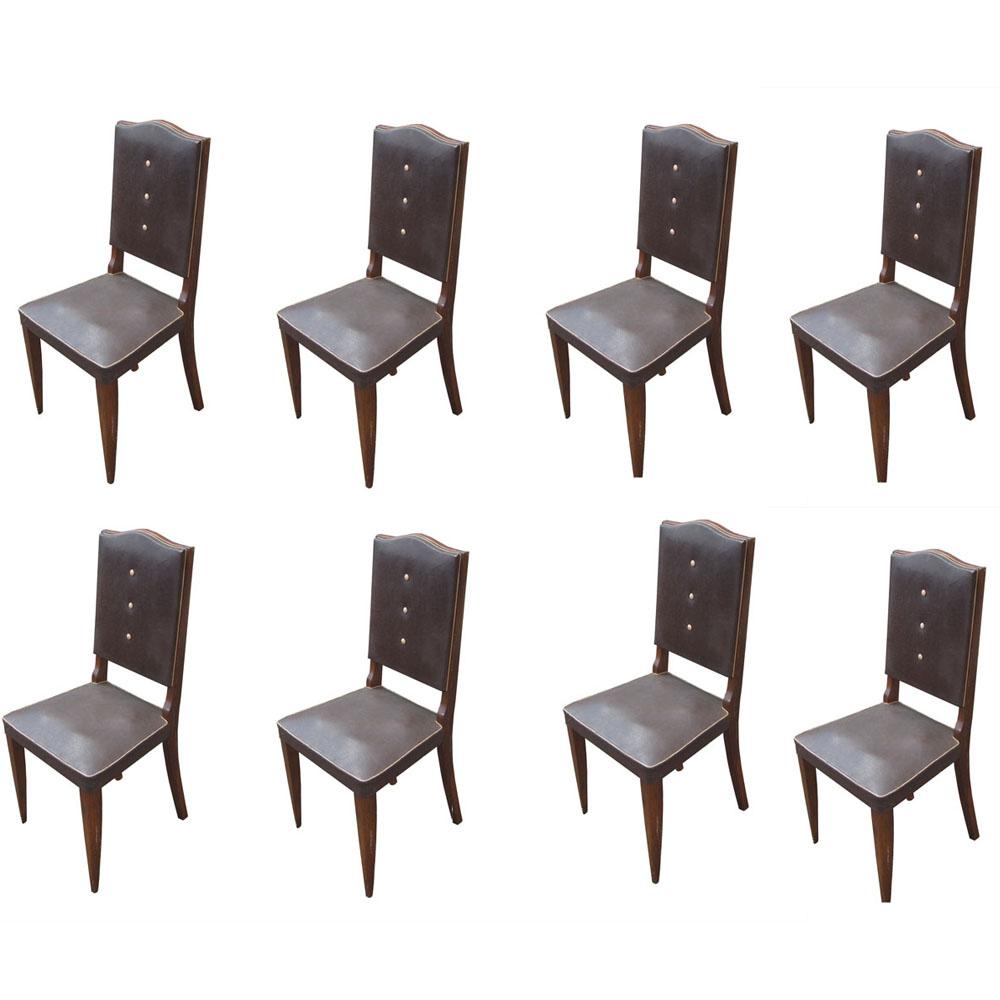 Set of Eight Vintage Italian High Back Dining Chairs